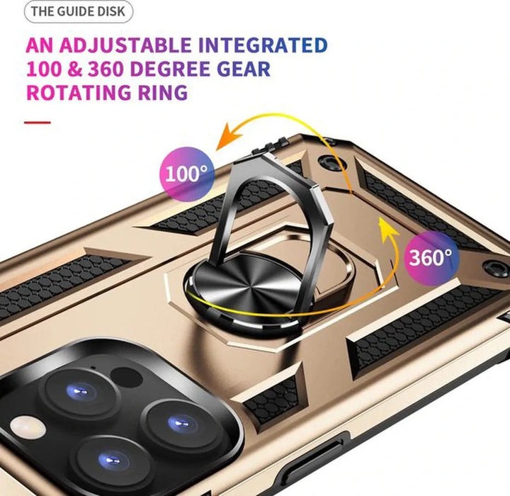 iPhone 14 Pro Max Hoesjes – Anti-Shock Hybride Ring Armor Backcover – Schokbestendig – Goud-Ilumina Benelux