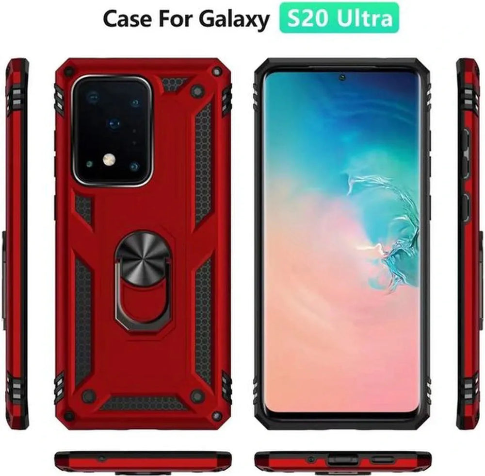 Samsung Galaxy S20 Ultra Hoesjes – Anti-Shock Hybride Ring Armor Backcover – Schokbestendig – Blauw-Ilumina Benelux