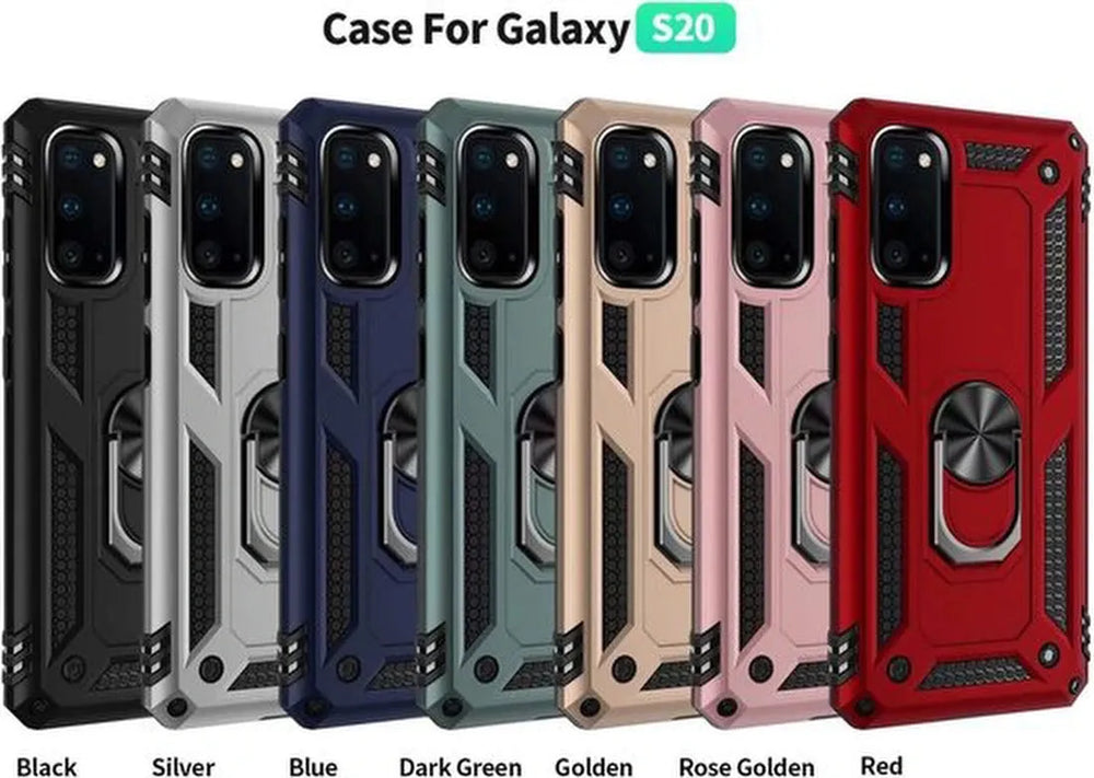 Samsung Galaxy S20 Hoesjes – Anti-Shock Hybride Ring Armor Backcover – Schokbestendig – Blauw-Ilumina Benelux