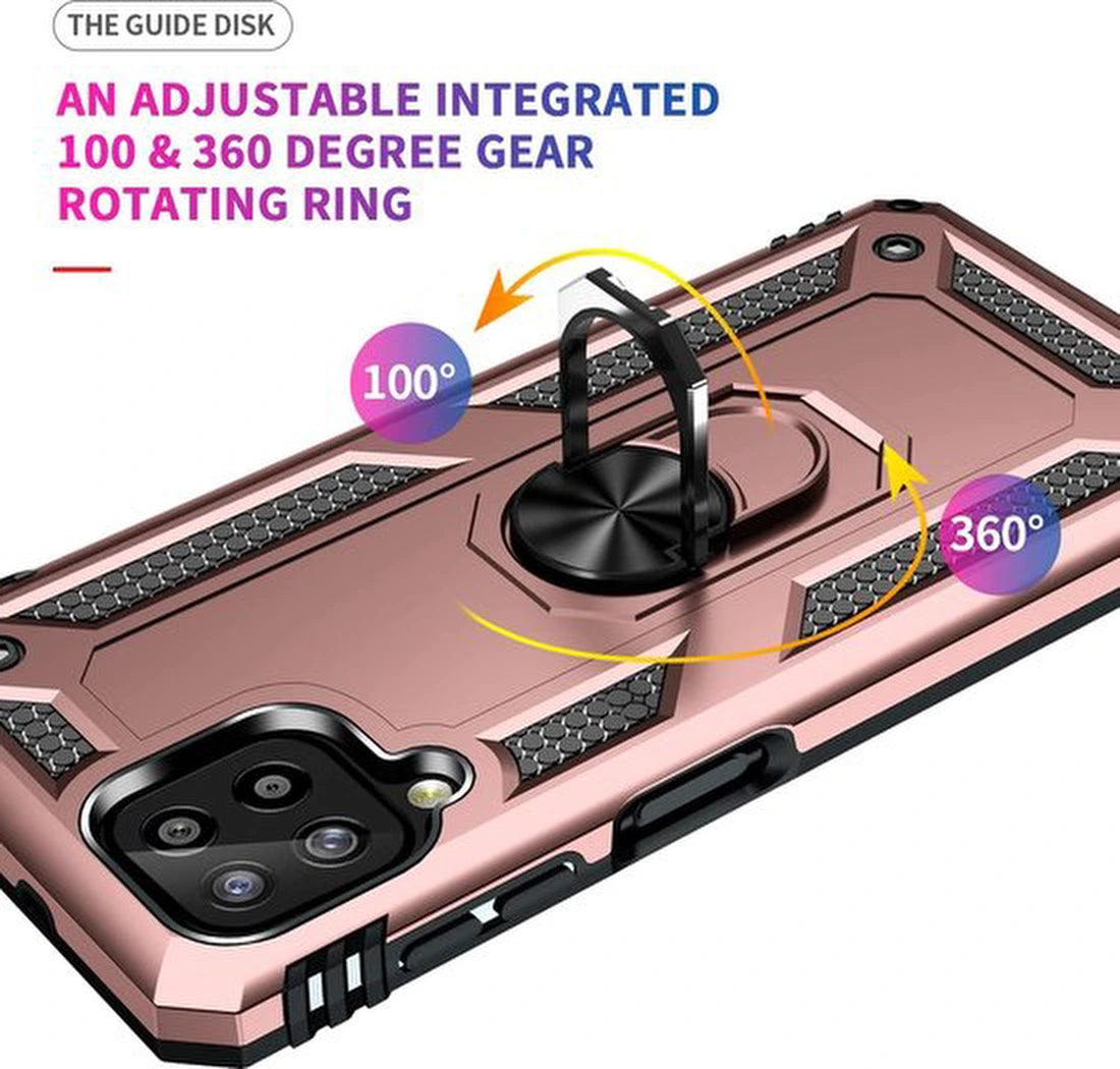 Anti-Shock Hybrid Ring Armor Hoesje Geschikt voor: Samsung Galaxy A22 4G - Roségoud