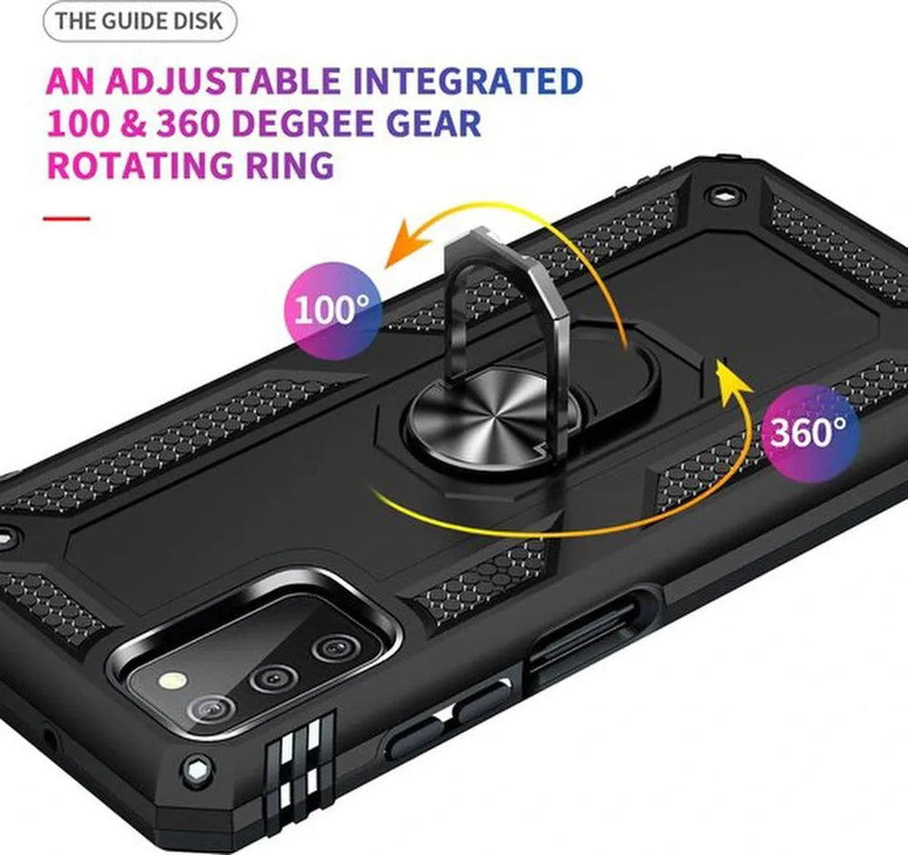 Samsung Galaxy A03S Hoesjes – Anti-Shock Hybride Ring Armor Backcover – Schokbestendig – Zwart-Ilumina Benelux