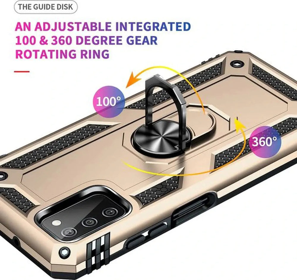 Samsung Galaxy A03S Hoesjes – Anti-Shock Hybride Ring Armor Backcover – Schokbestendig – Goud-Ilumina Benelux