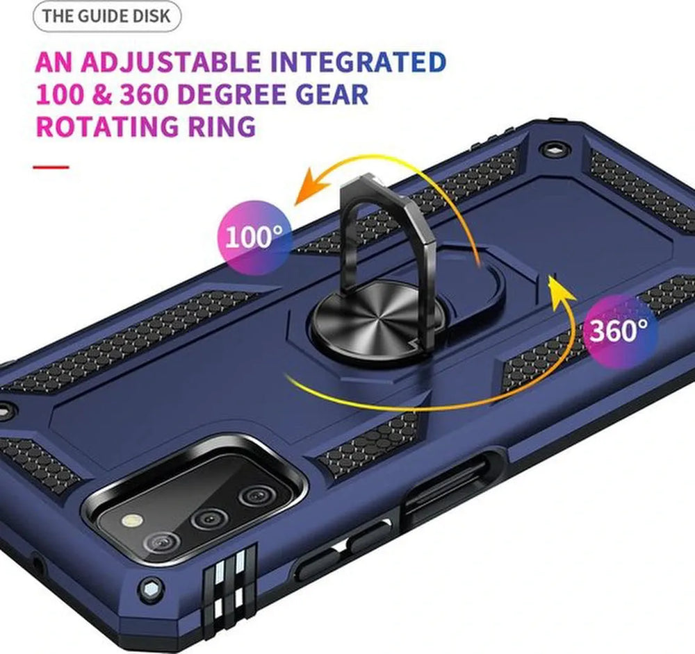 Samsung Galaxy A03S Hoesjes – Anti-Shock Hybride Ring Armor Backcover – Schokbestendig – Blauw-Ilumina Benelux