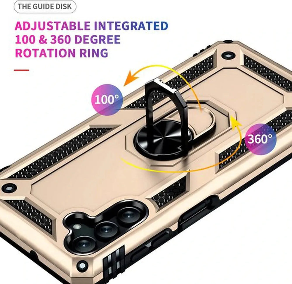 Samsung Galaxy A13 5G Hoesjes – Hybrid Ring Armor Backcover – Schokbestendig Anti-Shock – Goud-Ilumina Benelux
