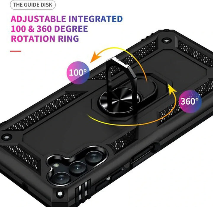 Samsung Galaxy A13 4G Hoesjes – Anti-Shock Hybride Backcover – Ringhouder – Armor Bescherming – Zwart-Ilumina Benelux