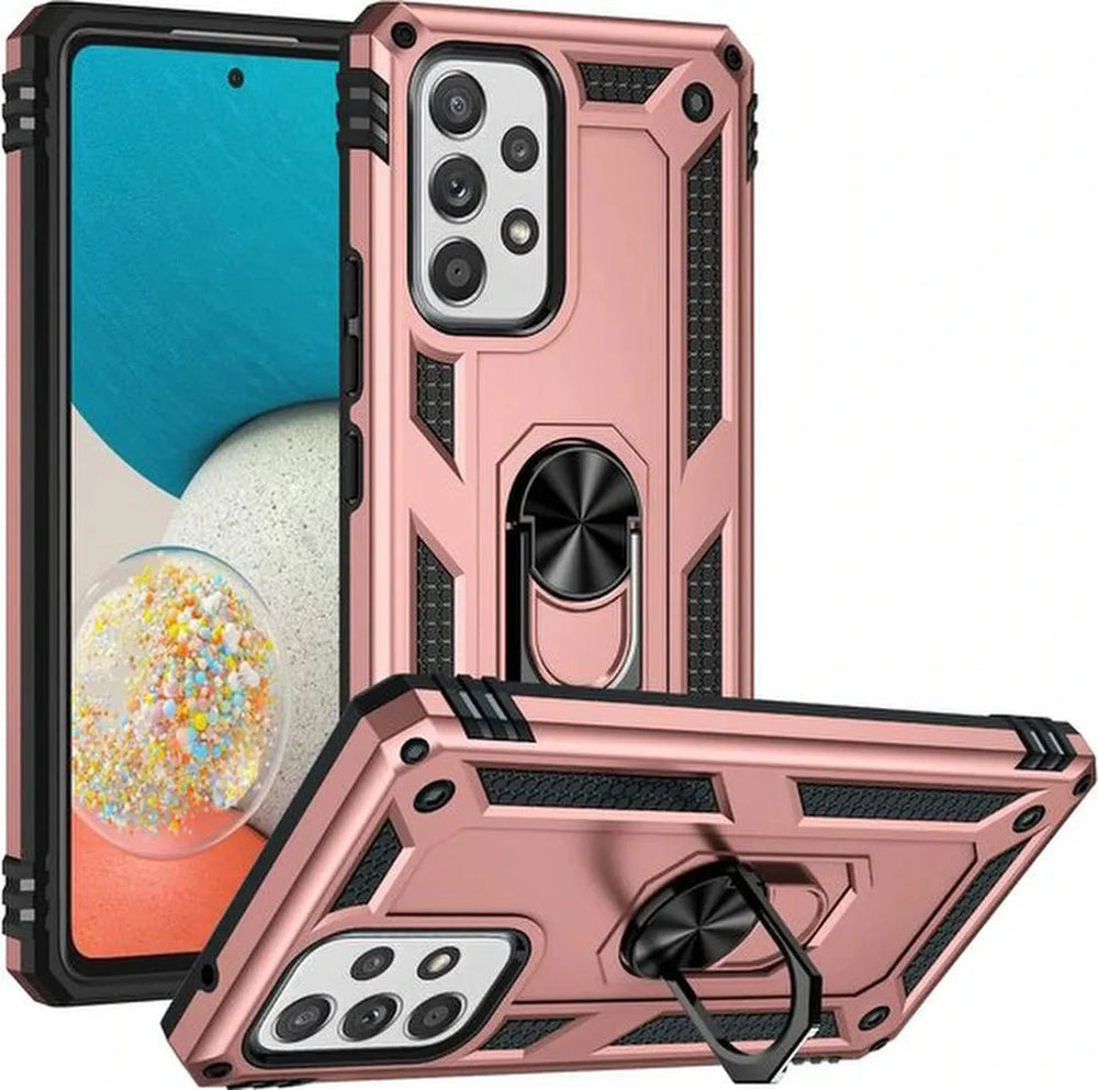 Samsung Galaxy A33 5G Hoesjes – Anti-Shock Hybride Ring Armor Backcover – Schokbestendig – Roségoud-Ilumina Benelux