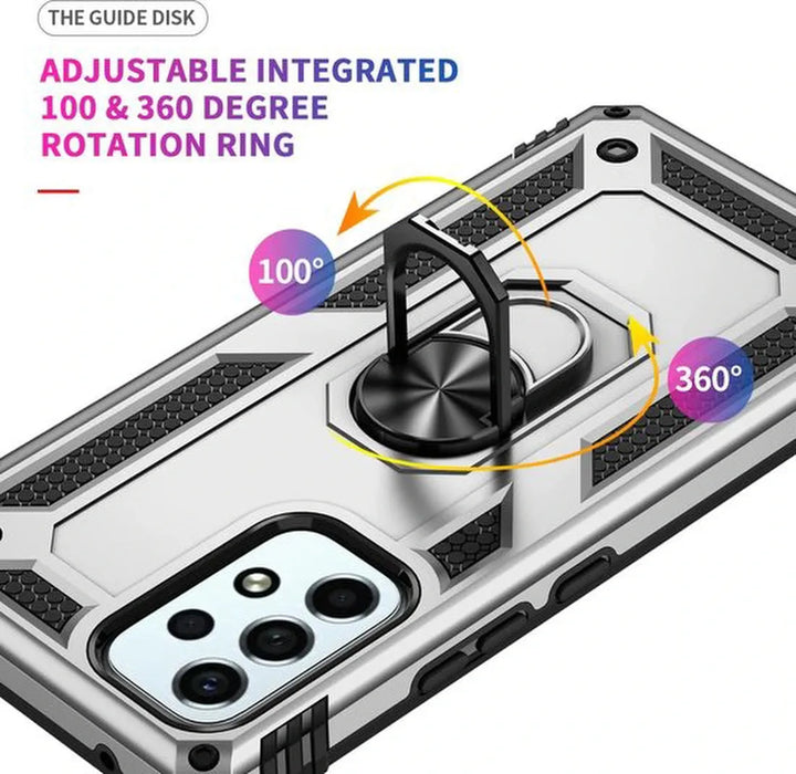 Samsung Galaxy A33 5G Hoesjes – Anti-Shock Hybride Ring Armor Backcover – Schokbestendig – Zilver-Ilumina Benelux