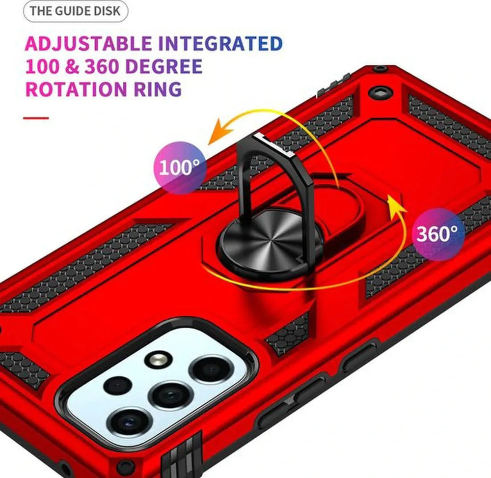 Samsung Galaxy A33 5G Hoesjes – Anti-Shock Hybride Ring Armor Backcover – Schokbestendig – Rood-Ilumina Benelux