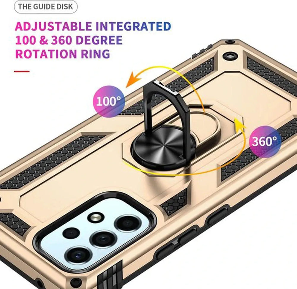 Samsung Galaxy A53 5G Hoesjes – Anti-Shock Hybride Ring Armor Backcover – Schokbestendig – Goud-Ilumina Benelux