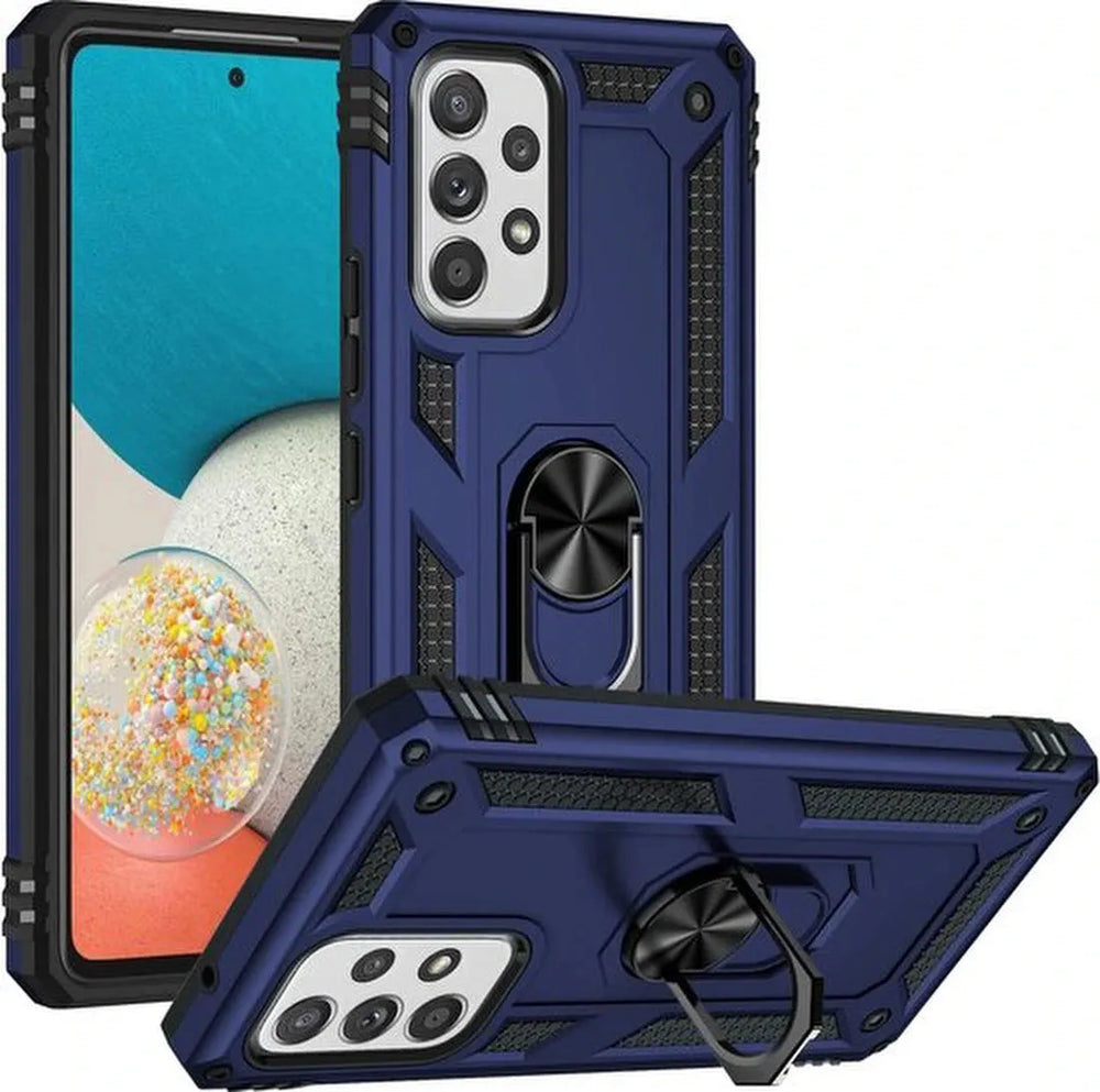 Samsung Galaxy A53 5G Hoesjes – Hybride Ring Armor Backcover – Schokbestendig – Anti-Shock – Blauw-Ilumina Benelux