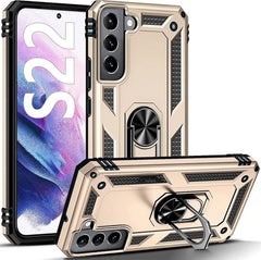 Anti-Shock Hybrid Ring Armor Hoesje Geschikt voor: Samsung Galaxy S22 - goud