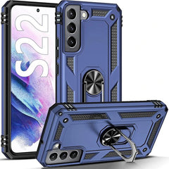 Anti-Shock Hybrid Ring Armor Hoesje Geschikt voor: Samsung Galaxy S22 - Blauw