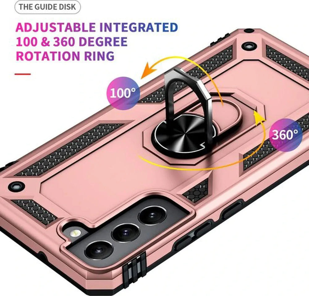 Samsung Galaxy S22 Plus Hoesjes – Anti-Shock Hybride Ring Armor Backcover – Schokbestendig – Roségoud-Ilumina Benelux