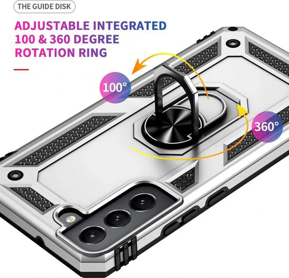 Samsung Galaxy S22 Plus Hoesjes – Hybride Ring Armor Backcover – Schokbestendig – Zilver-Ilumina Benelux