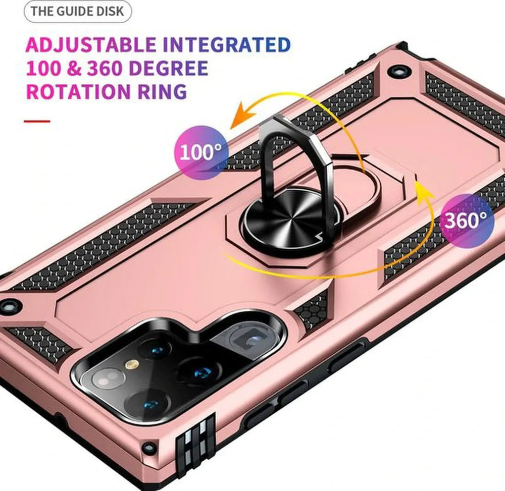 Samsung Galaxy S22 Ultra Hoesjes – Anti-Shock Hybride Ring Armor Backcover – Schokbestendig – Roségoud-Ilumina Benelux