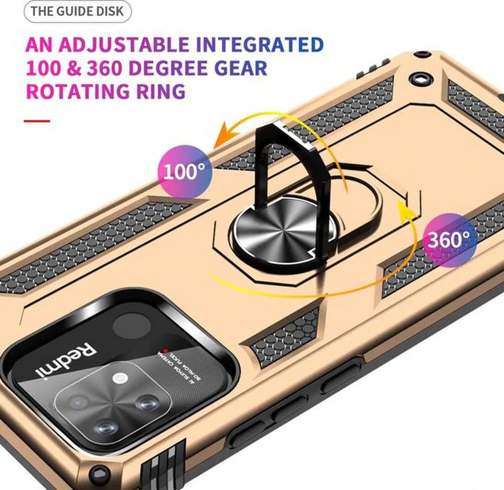 Xiaomi Redmi 10C Hoesjes – Anti-Shock Hybride Ring Armor Backcover – Schokbestendig – Goud-Ilumina Benelux