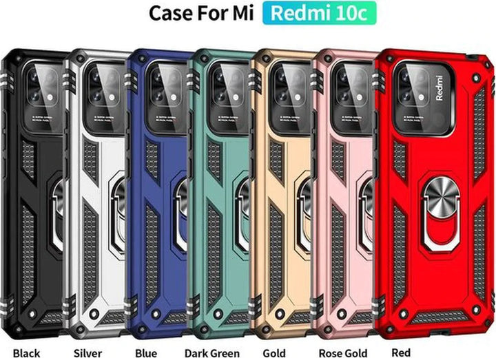 Xiaomi Redmi 10C Hoesjes – Anti-Shock Hybride Backcover – Ringhouder – Armor Case – Rood-Ilumina Benelux