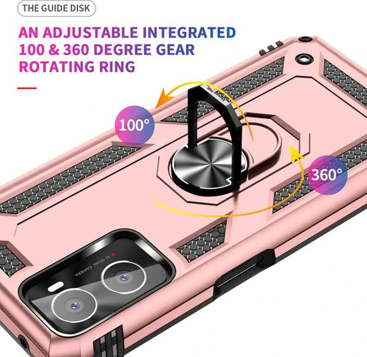 Oppo A76 Hoesjes – Anti-Shock Hybride Ring Armor Backcover – Schokbestendig – Roségoud-Ilumina Benelux