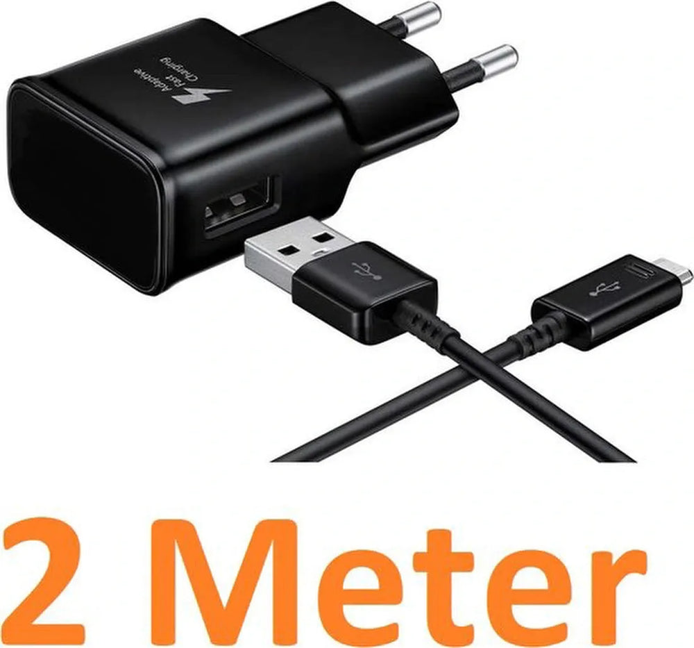 Micro-USB Oplader – Bedraad Snellader 15W – 2 Meter Kabel – Stevig & Duurzaam-Oplader-Ilumina Benelux
