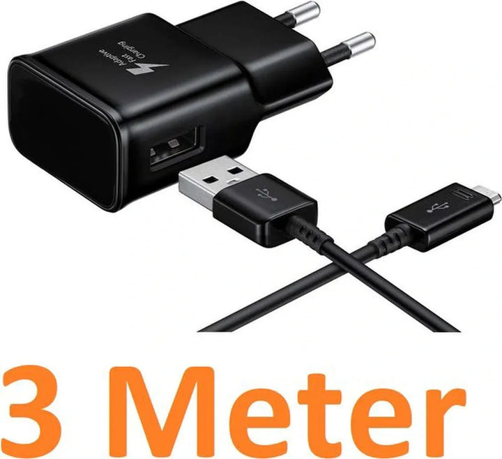 Micro-USB Oplaadkabel – Snelladen 15W – 3 Meter – Bedraad-Oplader-Ilumina Benelux