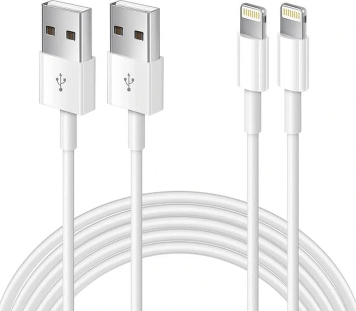 Lightning kabel – Geschikt voor iPhone iPad AirPods iPod – USB-A naar Lightning – 2x 2 Meter Oplaadkabel – Wit-USB-Kabels-Ilumina Benelux