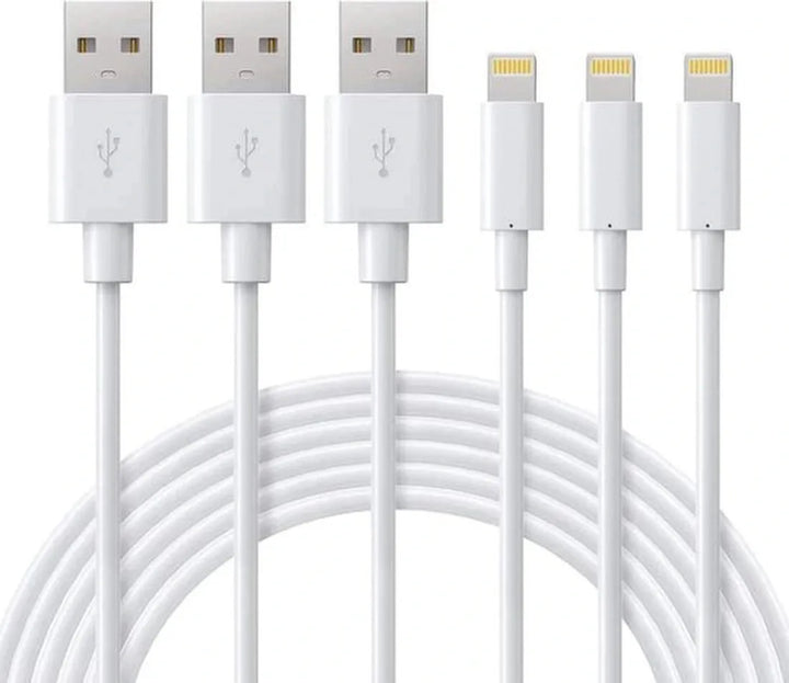 Lightning kabel – Geschikt voor iPhone/iPad/AirPods – USB-A naar Lightning – 2 Meter – 3 Pack – Wit-USB-Kabels-Ilumina Benelux