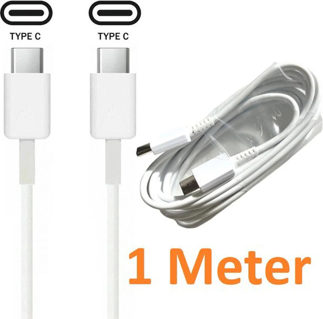 USB-C kabel – Geschikt voor Samsung, Huawei, OnePlus, Oppo, Motorola, Sony, Nintendo Switch, PS5 Controller, GoPro – 1 Meter – Wit