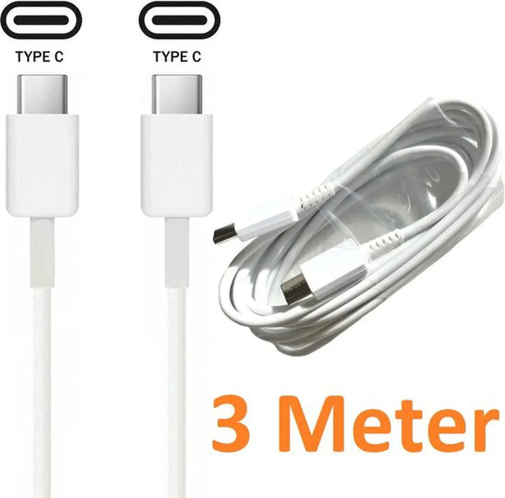 USB-C kabel – Geschikt voor Xbox Series X/Nintendo Switch/PS5 Controller/GoPro – Snelladen – 3 Meter – Wit-Ilumina Benelux