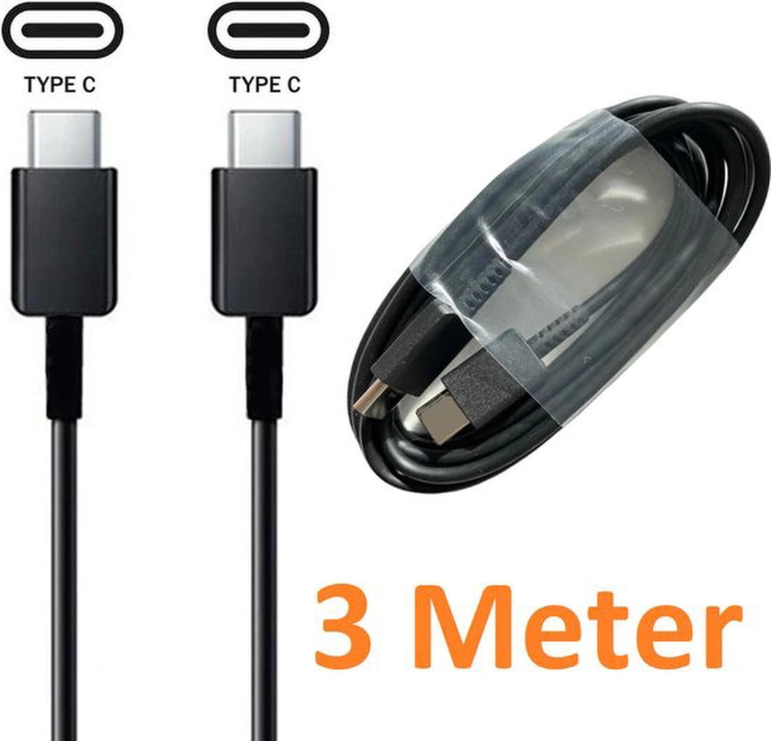 USB-C kabel – Geschikt voor Oppo OnePlus Samsung Huawei Sony Nintendo Switch PS5 Controller GoPro – Snelladen – 3 Meter – Zwart