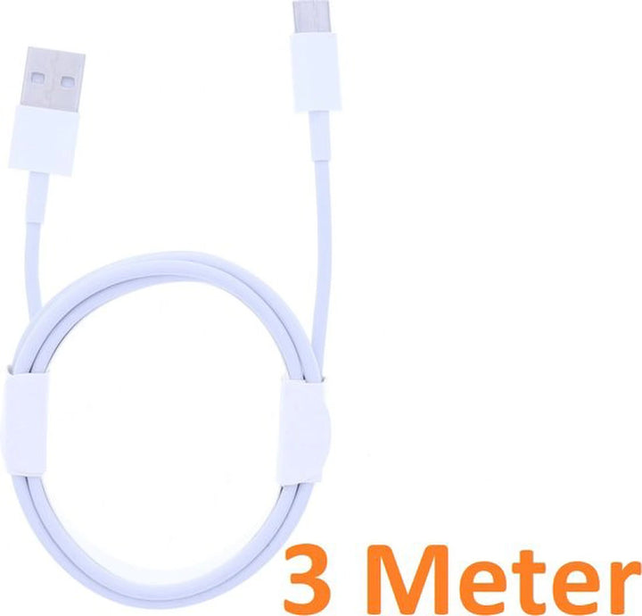 USB-C kabel – Geschikt voor Xbox Series X/GoPro/Sony/Nintendo Switch/PS5 – USB-A 2.0 – 3 Meter – Wit-Ilumina Benelux