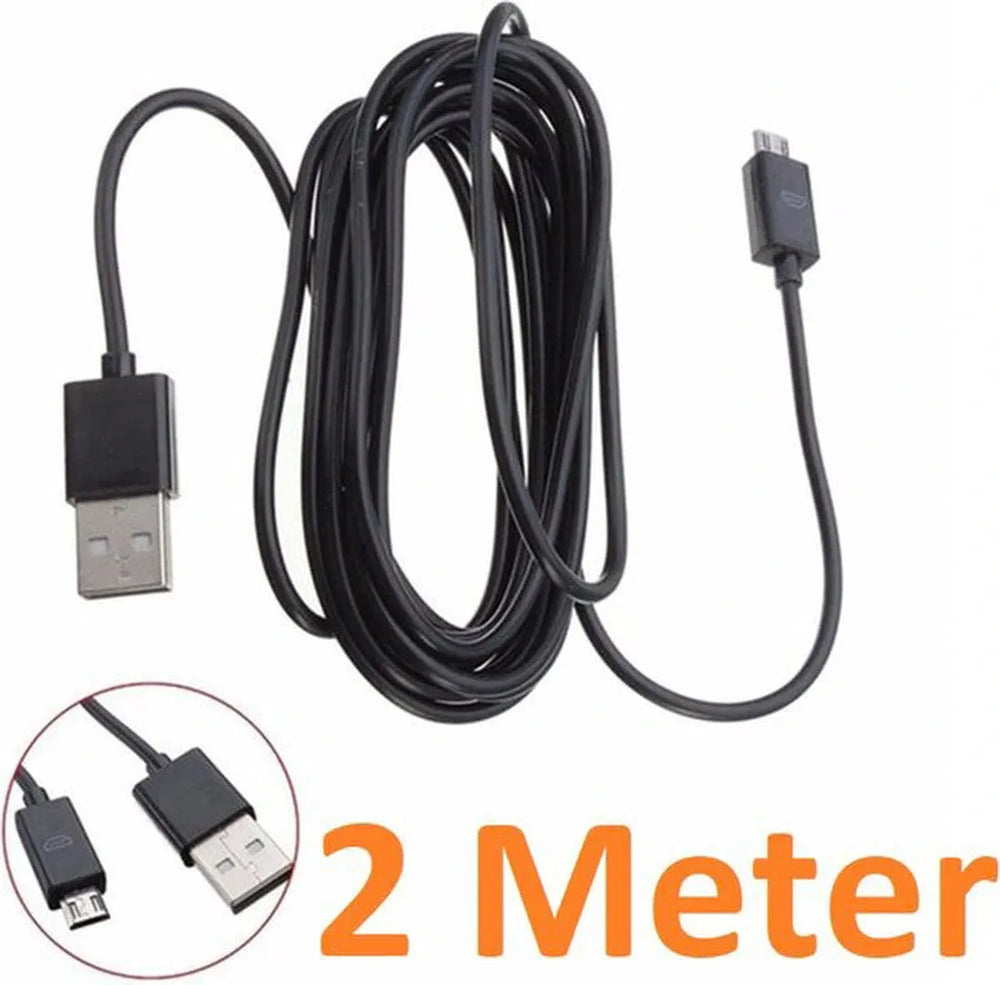 Micro USB Oplaadkabel – Geschikt voor Samsung/Huawei/Sony/PS4 Controller/Kobo – 2 Meter – Zwart-USB-Kabels-Ilumina Benelux