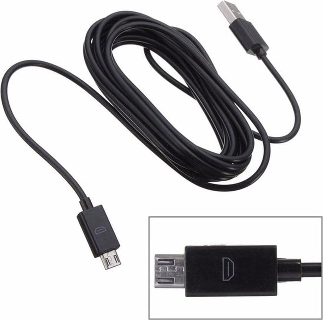 Micro USB Oplaadkabel – Geschikt voor Samsung/Huawei/Sony/PS4 Controller/Kobo – 2 Meter – Zwart
