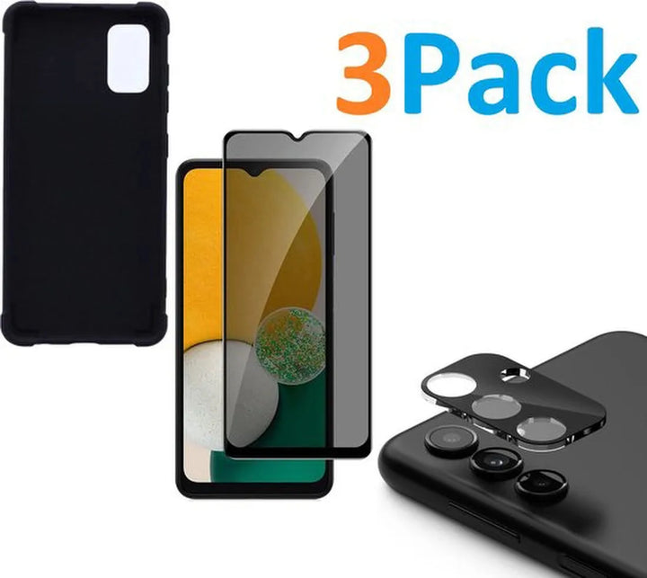Samsung Galaxy A13 5G Hoesjes – Siliconen Backcover – Schokbestendig – Privacy Screenprotector + Camera Lens Protector – Zwart-Ilumina Benelux