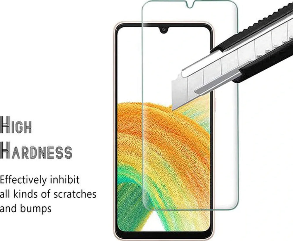 Samsung Galaxy A33 5G Hoesjes – Anti-Shock Siliconen Backcover – Inclusief 1x Glazen Screenprotector – Zwart-Ilumina Benelux