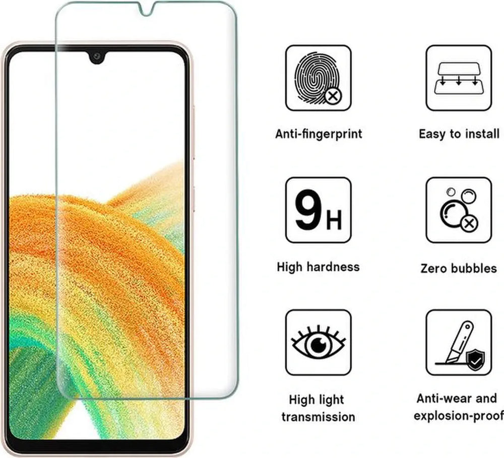 Samsung Galaxy A33 5G Hoesjes – Siliconen Backcover – Schokbestendig – Screenprotector & Camera Lens Protector – Zwart-Ilumina Benelux