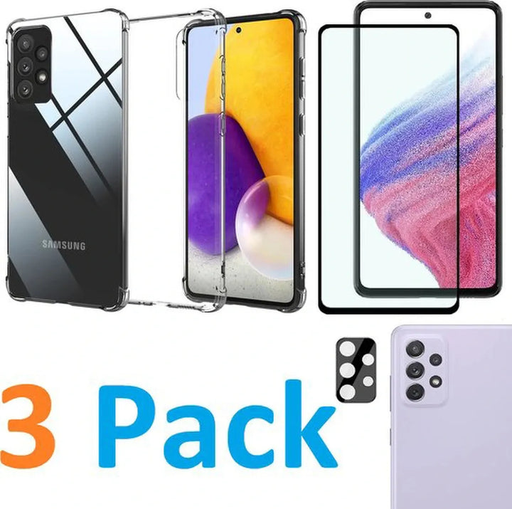 Samsung Galaxy A53 5G Hoesjes – Transparante Siliconen Backcover – Schokbestendig – Full Screenprotector – Transparant Camera Lens Protector-Ilumina Benelux
