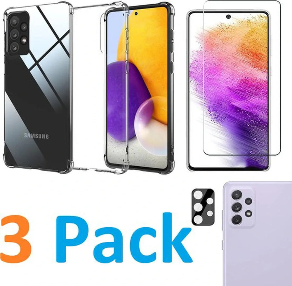 Samsung Galaxy A53 5G Hoesjes – Transparante Siliconen Backcover – Schokbestendig – Screenprotector + Camera Lens Protector – Transparant-Ilumina Benelux