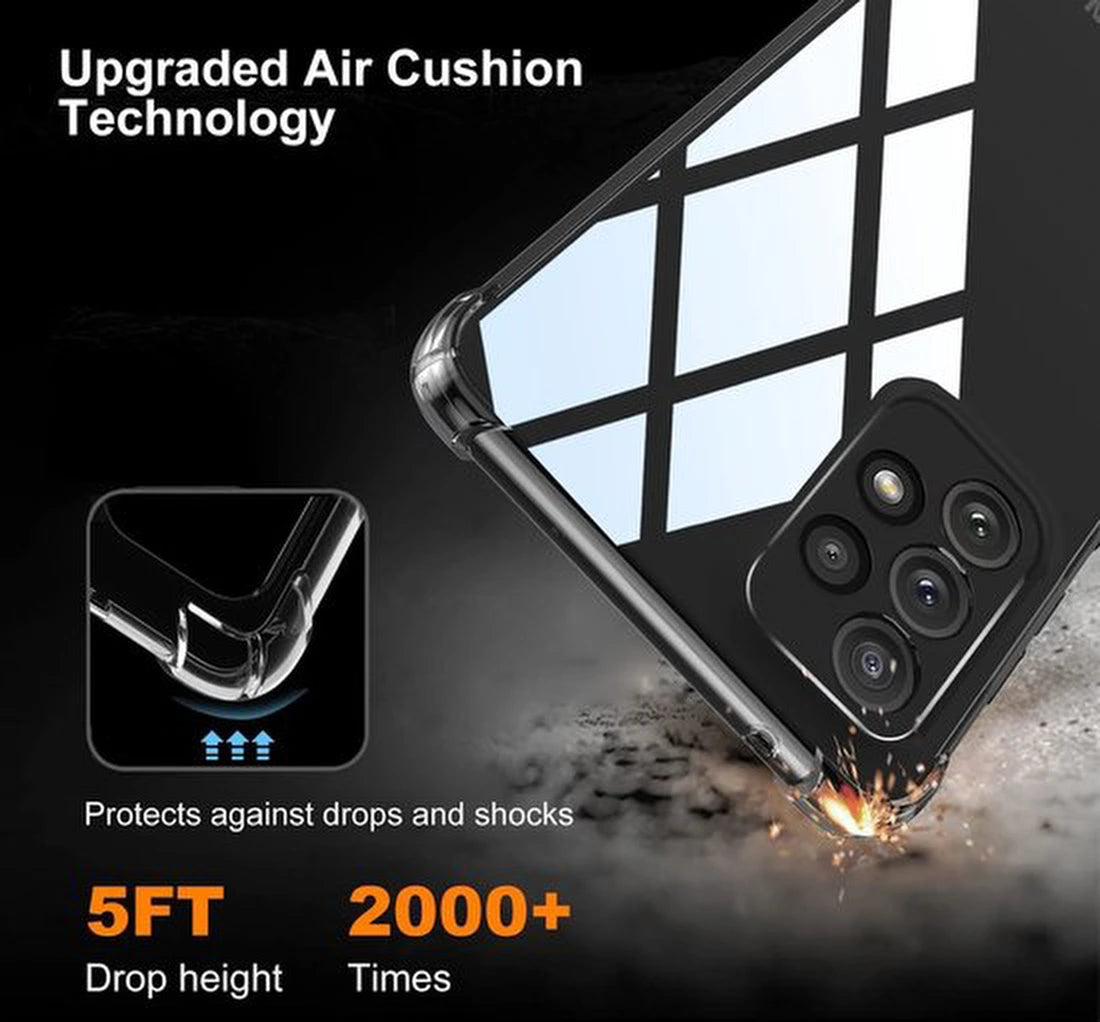 Samsung Galaxy A73 5G Hoesjes – Siliconen Backcover – Schokbestendig – Transparant – Incl. Full Screenprotector Gehard Glas 1 Pack