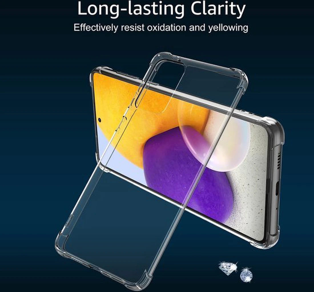 Samsung Galaxy A73 5G Hoesjes – Siliconen Backcover – Schokbestendig – Transparant – Incl. Full Screenprotector Gehard Glas 1 Pack