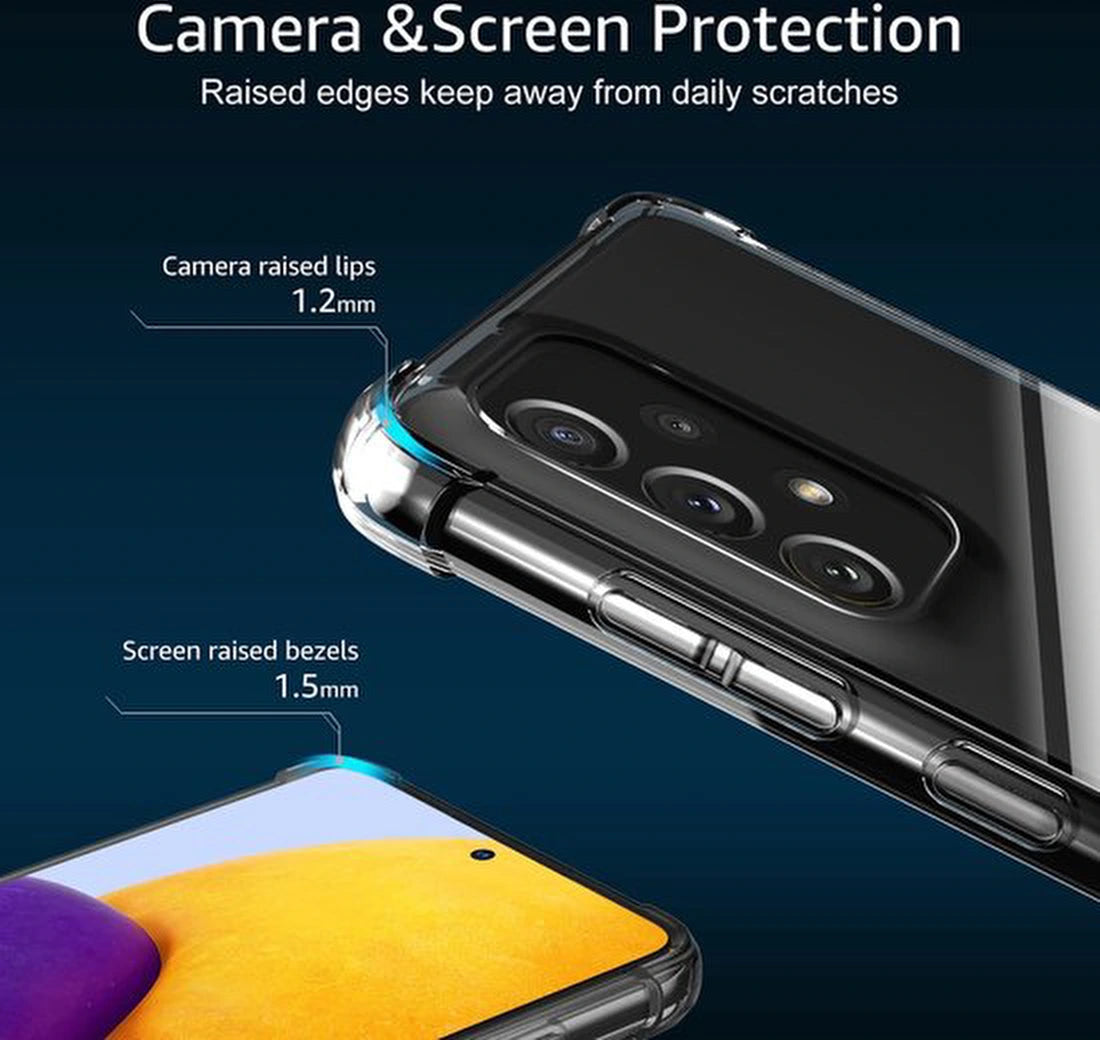 Samsung Galaxy A73 5G Hoesjes – Siliconen Backcover – Schokbestendig – Transparant – Incl. Full Screenprotector Gehard Glas 1 Pack