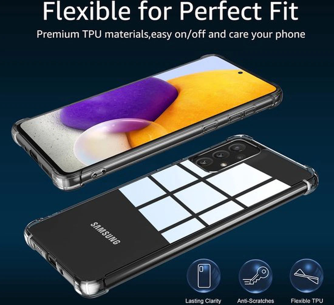 Samsung Galaxy A73 5G Hoesjes – Siliconen Backcover – Schokbestendig – Transparant – Incl. Full Screenprotector Gehard Glas 1 Pack