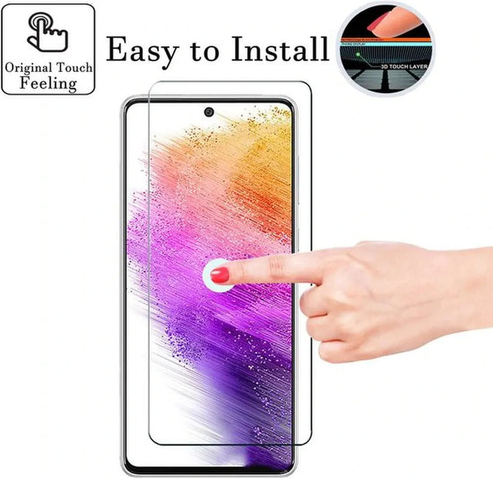 Samsung Galaxy A73 5G Hoesjes – Siliconen Backcover – Schokbestendig – 3 Pack Screenprotector Gehard Glas – Zwart-Ilumina Benelux