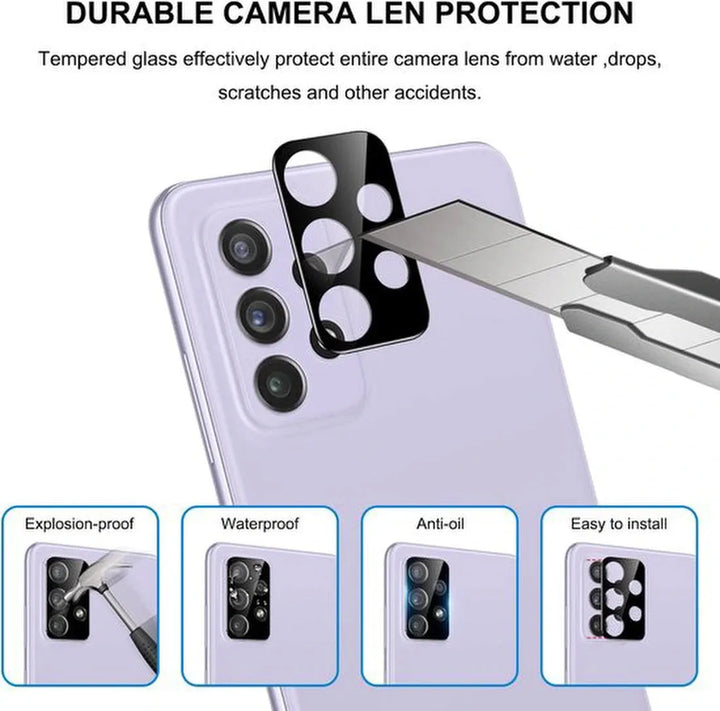 Samsung Galaxy A73 5G Hoesjes – Siliconen Backcover – Schokbestendig – Full Screenprotector + Camera Lens Protector – Zwart-Ilumina Benelux