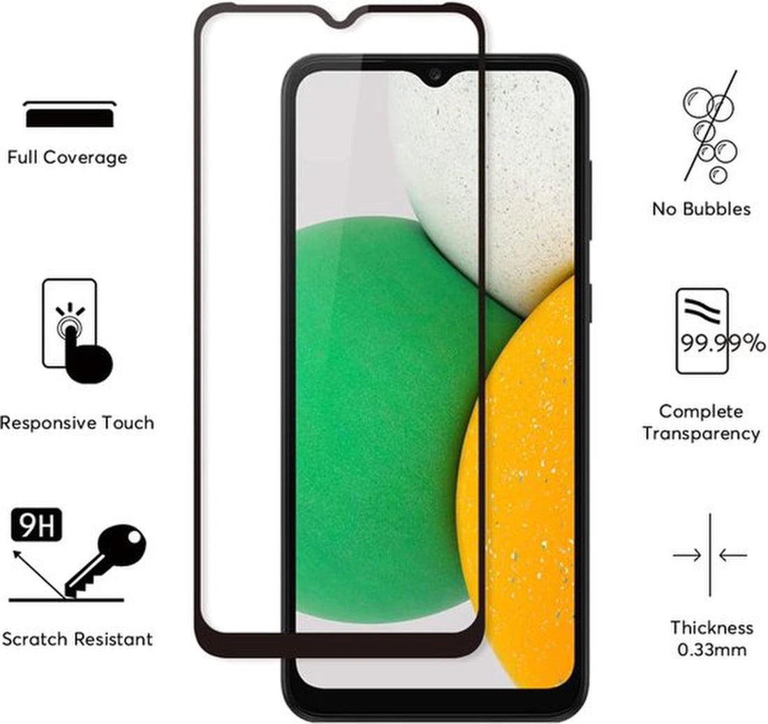 Silicone hoesje zwart met 1 Pack Full Screenprotector Glas Geschikt voor: Samsung Galaxy A03 Core