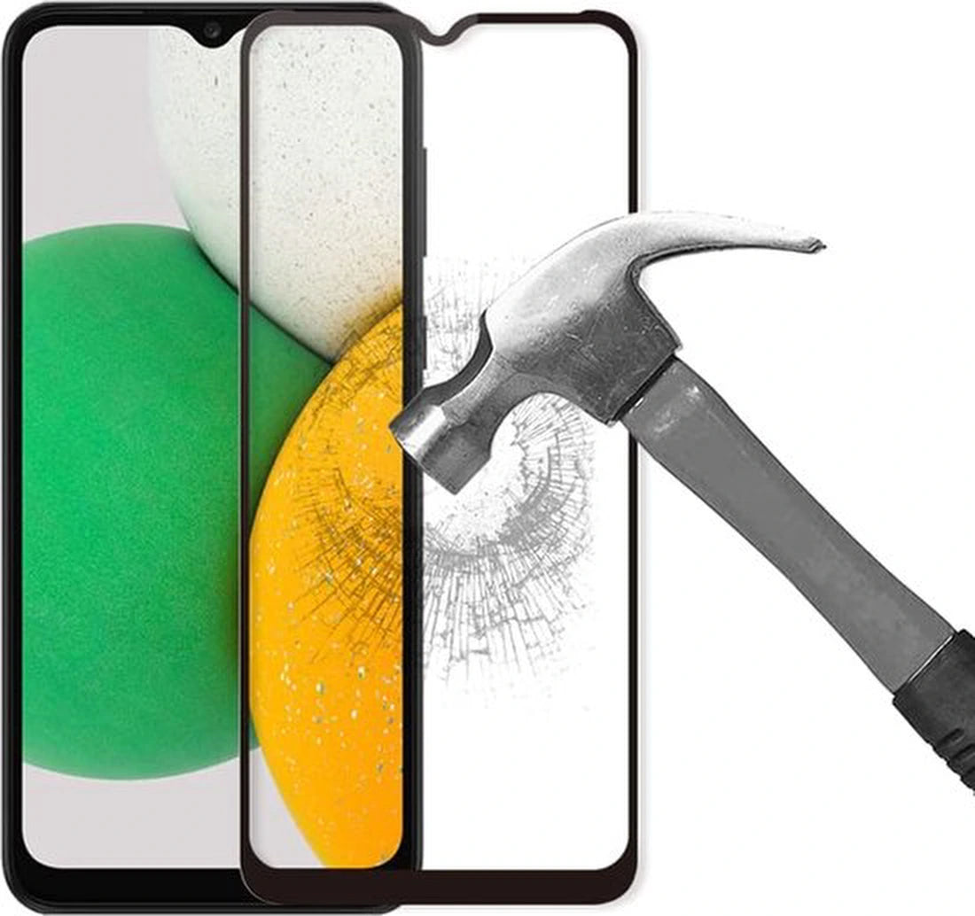 Silicone hoesje zwart met 3 Pack Full Screenprotector Glas Geschikt voor: Samsung Galaxy A03 Core