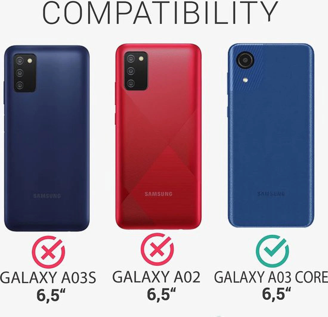 Silicone hoesje zwart met 3 Pack Full Screenprotector Glas Geschikt voor: Samsung Galaxy A03 Core