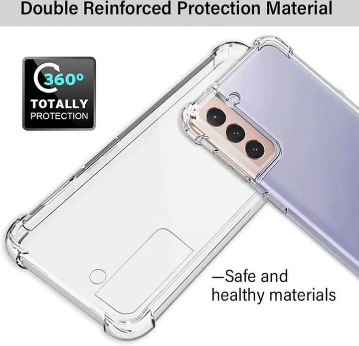 Samsung Galaxy S22 Hoesjes – Transparante Siliconen Backcover – Schokbestendig – Incl. Screenprotector Gehard Glas-Ilumina Benelux
