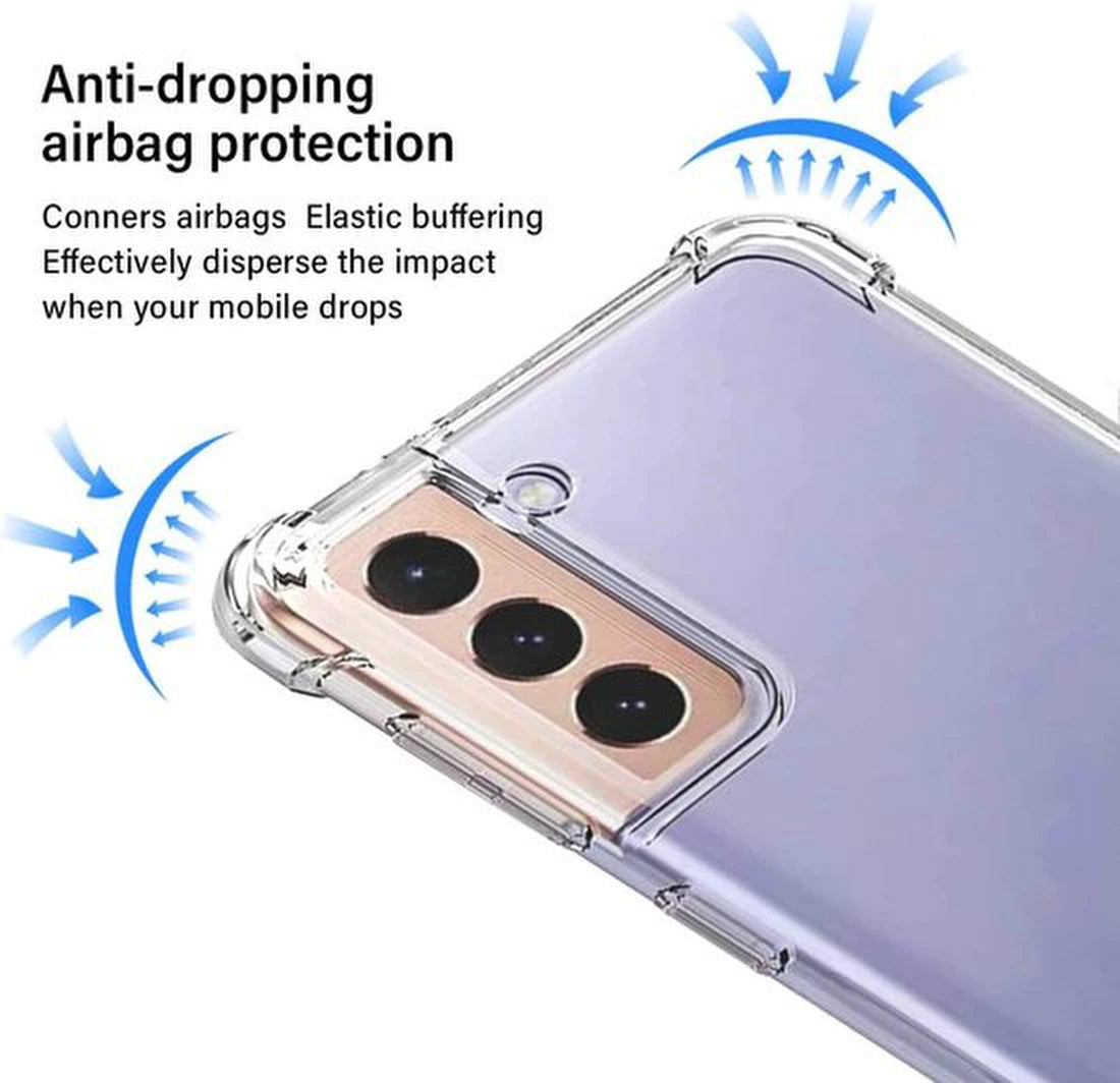 Samsung Galaxy S22 Hoesjes – Anti-Shock Siliconen Backcover – Transparant – 2 Pack Screenprotector Gehard Glas – Anti-Kras