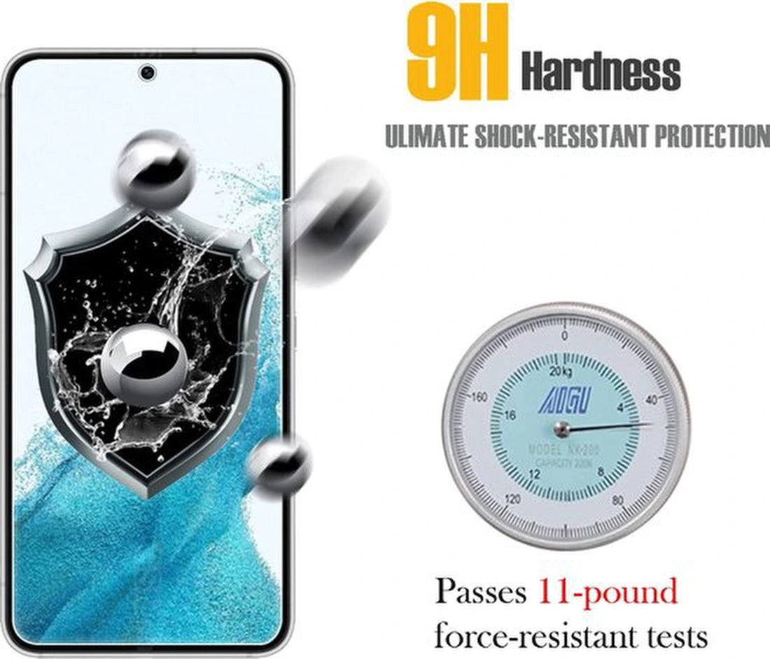 Samsung Galaxy S22 Hoesjes – Siliconen Backcover – Schokbestendig – 3 Pack Screenprotector Gehard Glas – Zwart