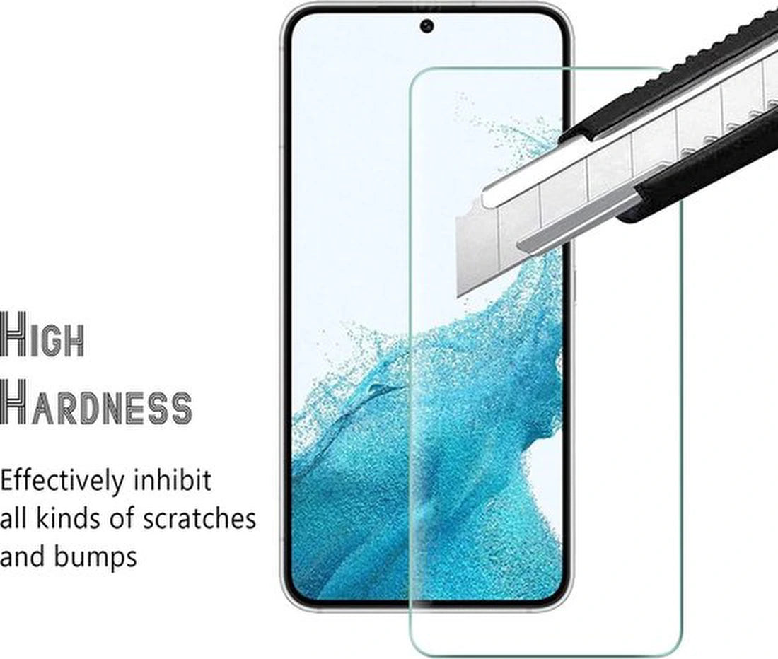 Samsung Galaxy S22 Hoesjes – Siliconen Backcover – Schokbestendig – 3 Pack Screenprotector Gehard Glas – Zwart